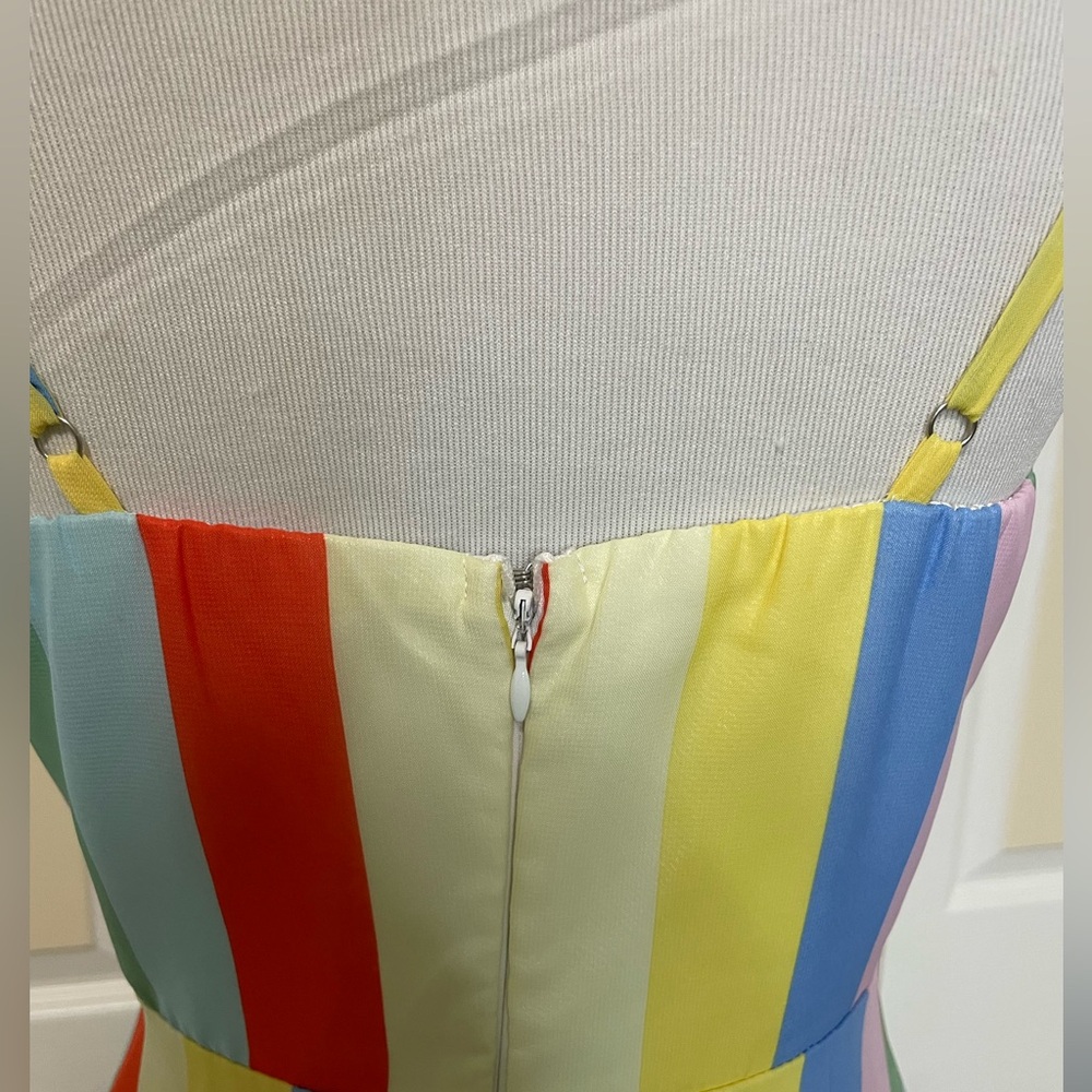 Lulu’s Winning Smile Rainbow Striped Sleeveless Midi Dress Size Small - Picture 7 of 12